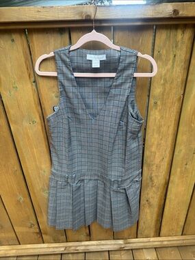 Monteau Gray Plaid Sleeveless Dress with Blue and Rust Windowpane